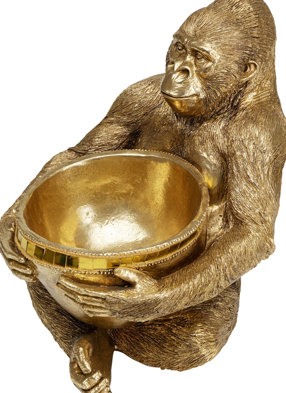 Decofiguur Gorilla Holding Bowl Goud