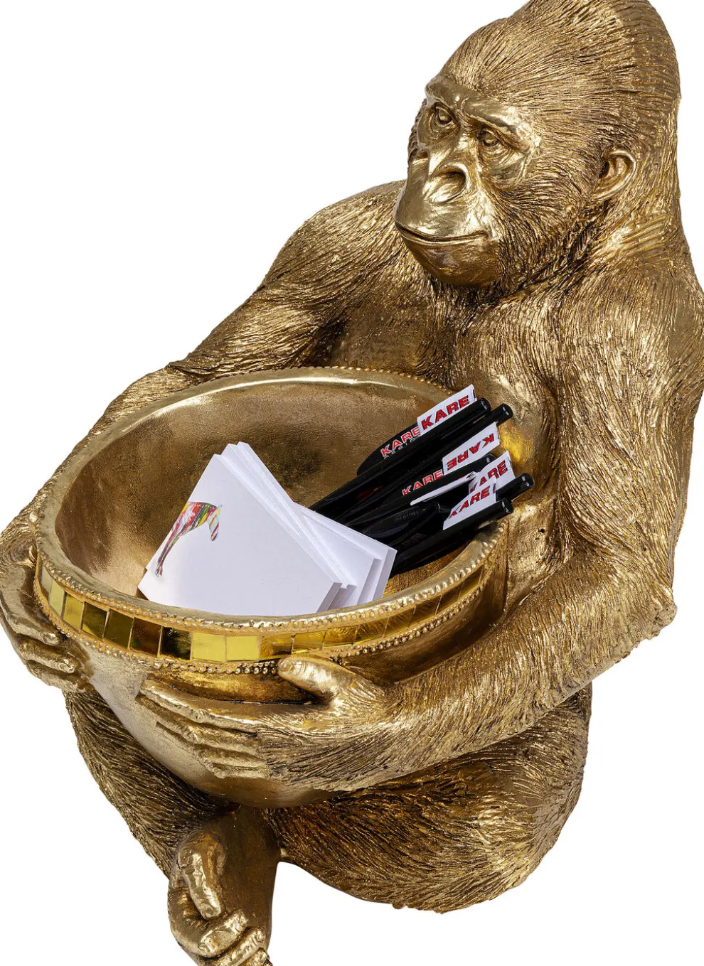Decofiguur Gorilla Holding Bowl Goud