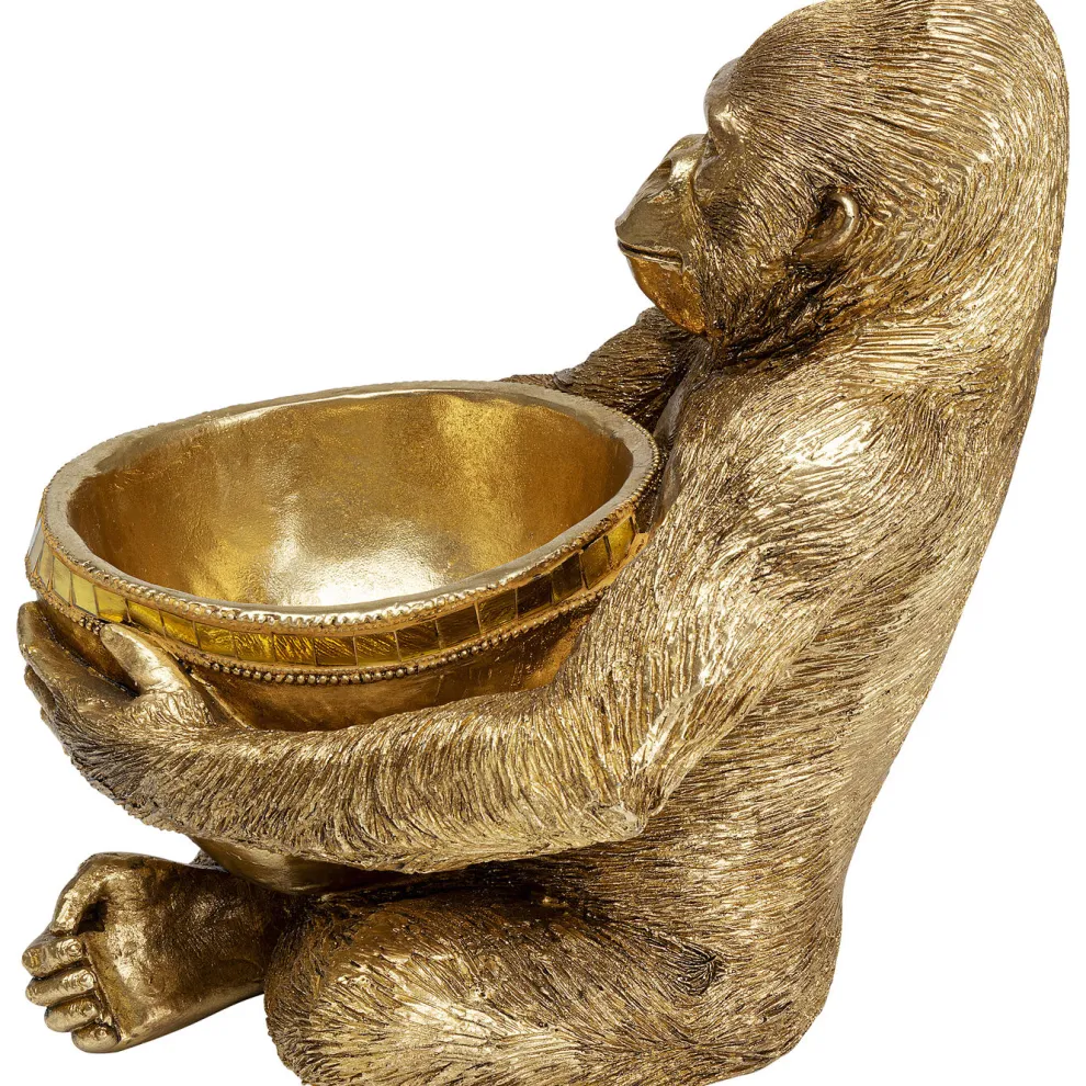 Decofiguur Gorilla Holding Bowl Goud