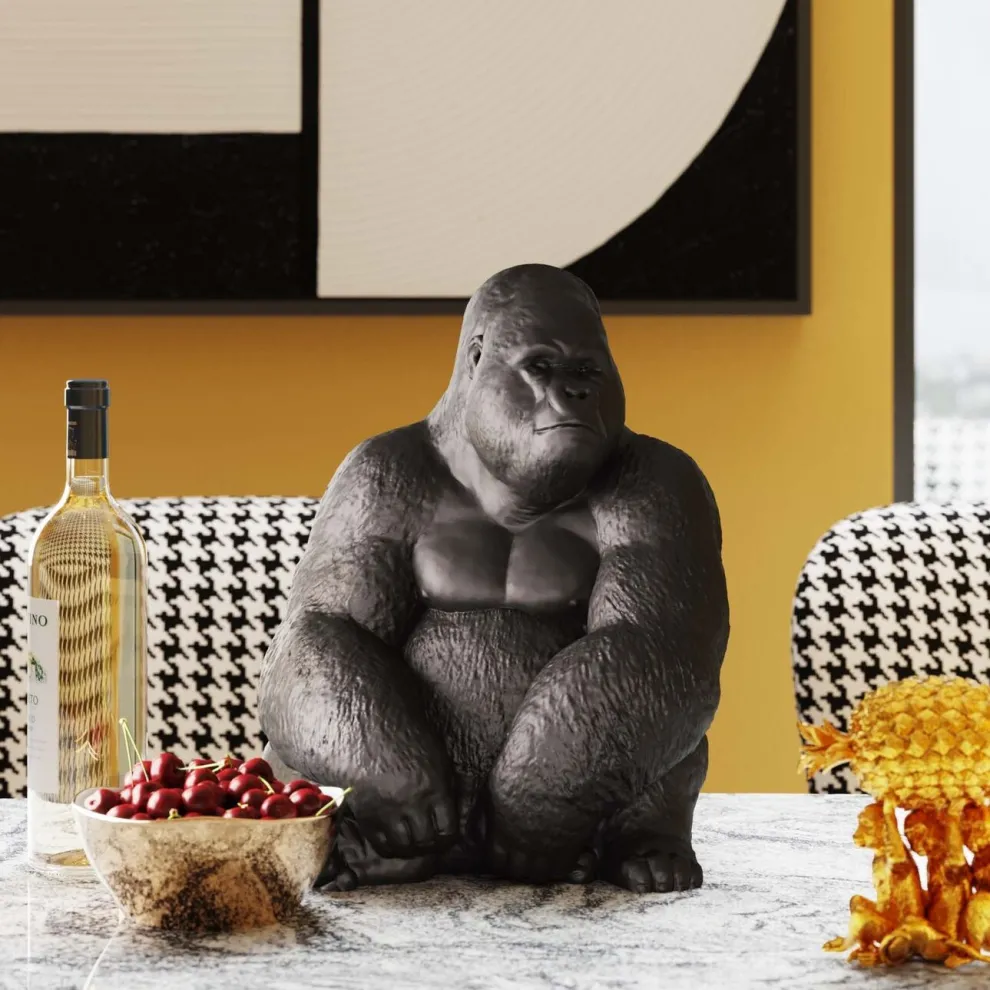 Decofiguur Gorilla Side Medium Zwart