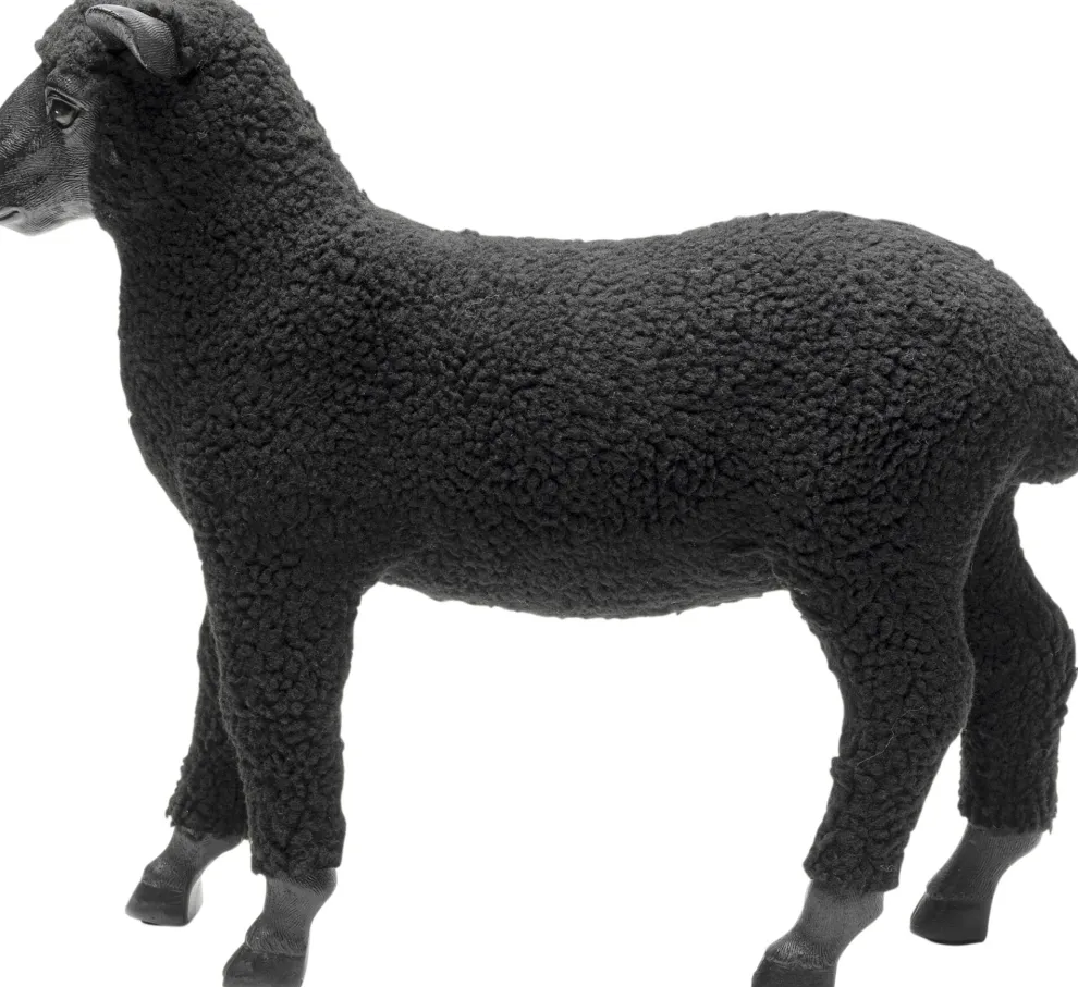 Decofiguur Happy Sheep Wool Black 37cm