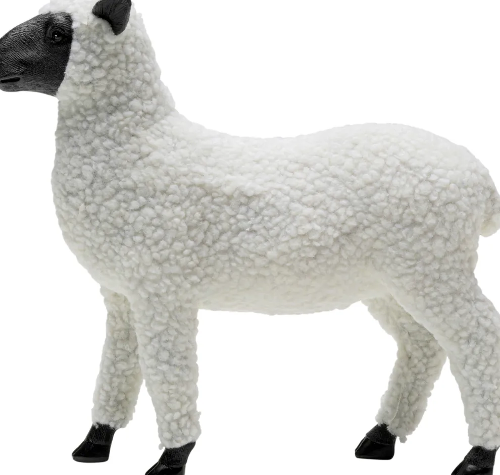 Decofiguur Happy Sheep Wool White 28cm