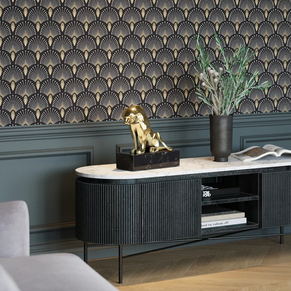 Decofiguur Lion On Marble 34cm