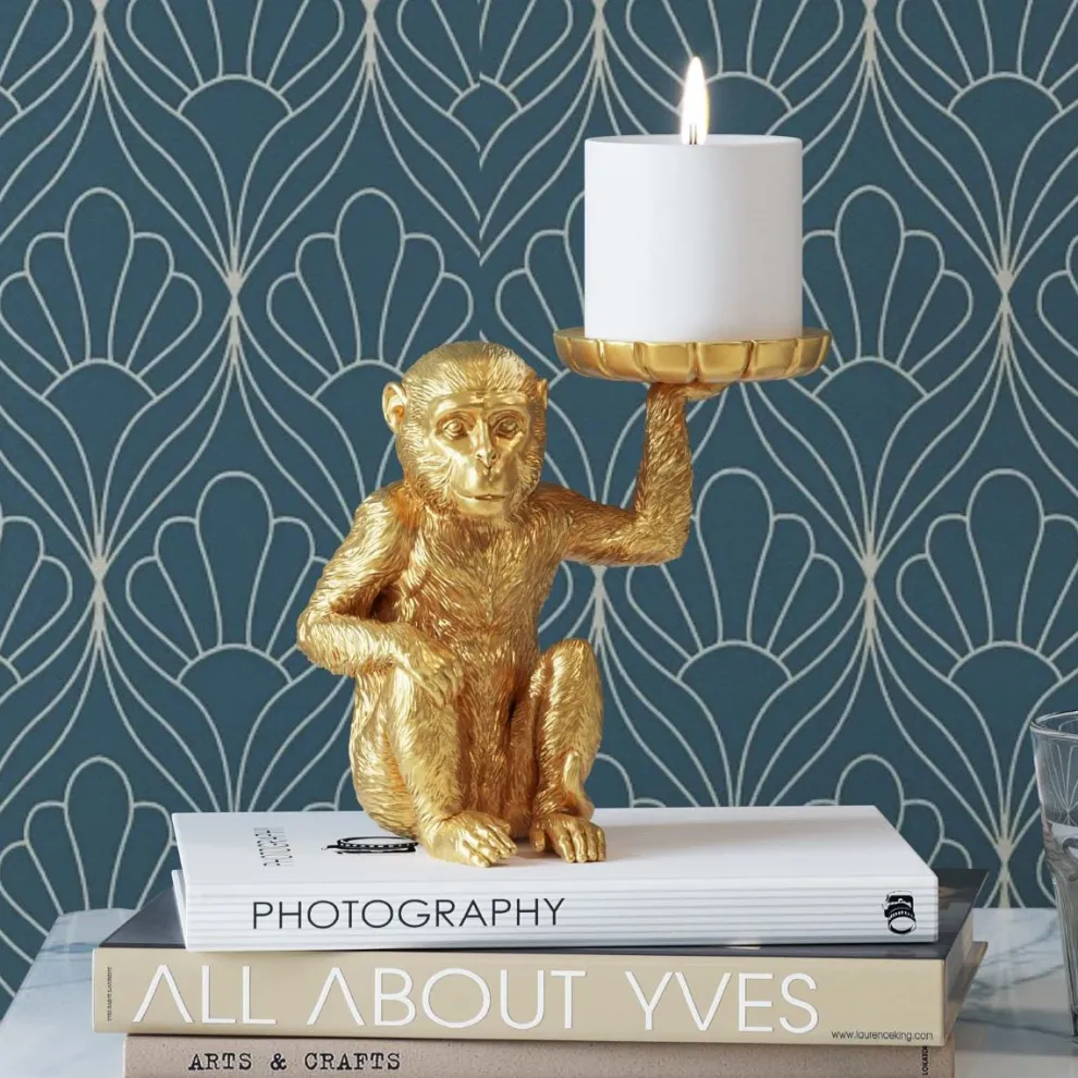 Decofiguur Monkey Theelichthouder 11cm