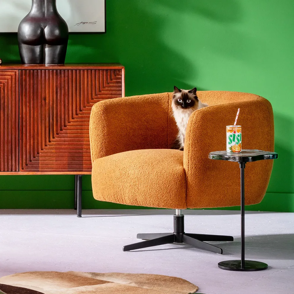 Draaifauteuil Peony Fuzzy Brown