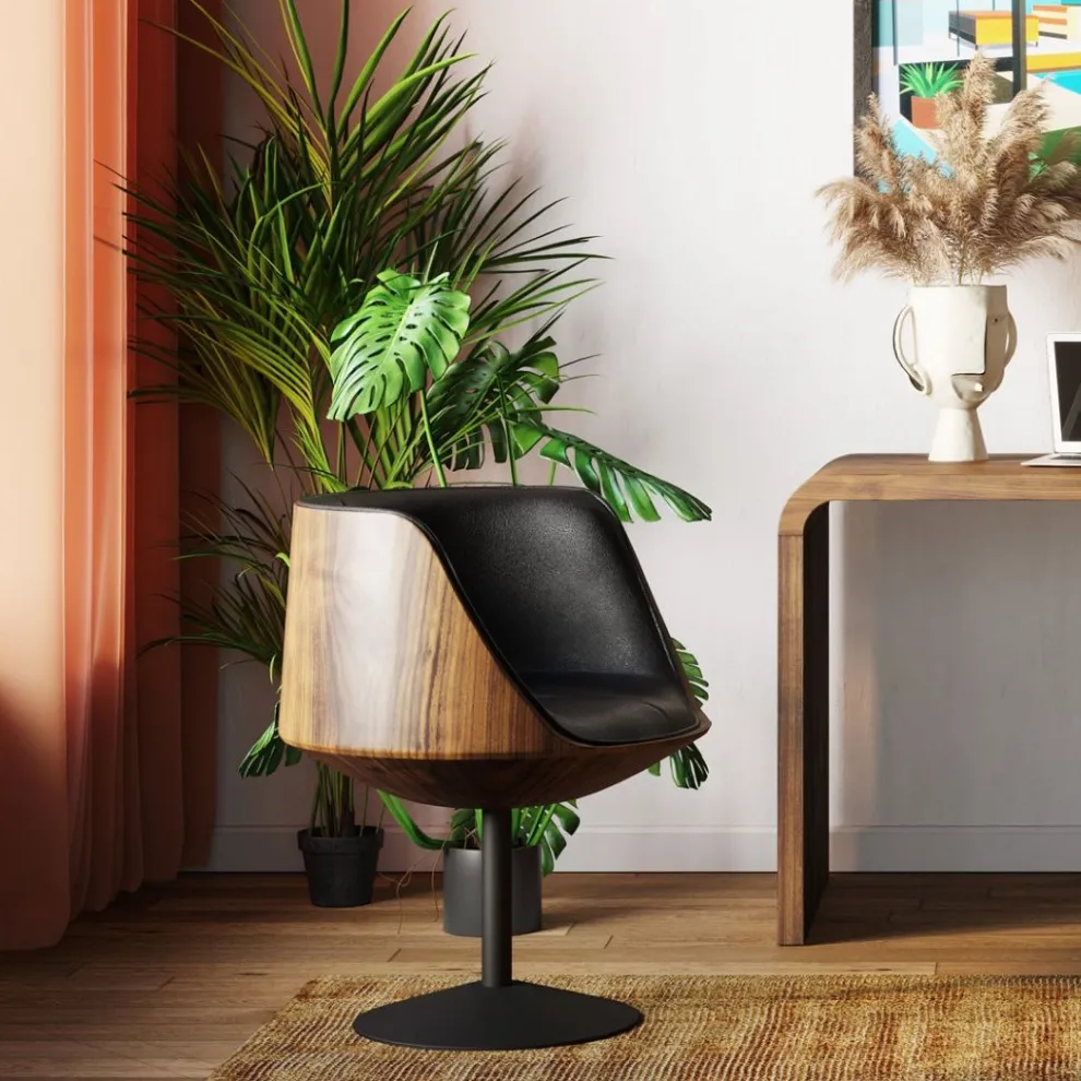 Draaistoel Club Walnoot