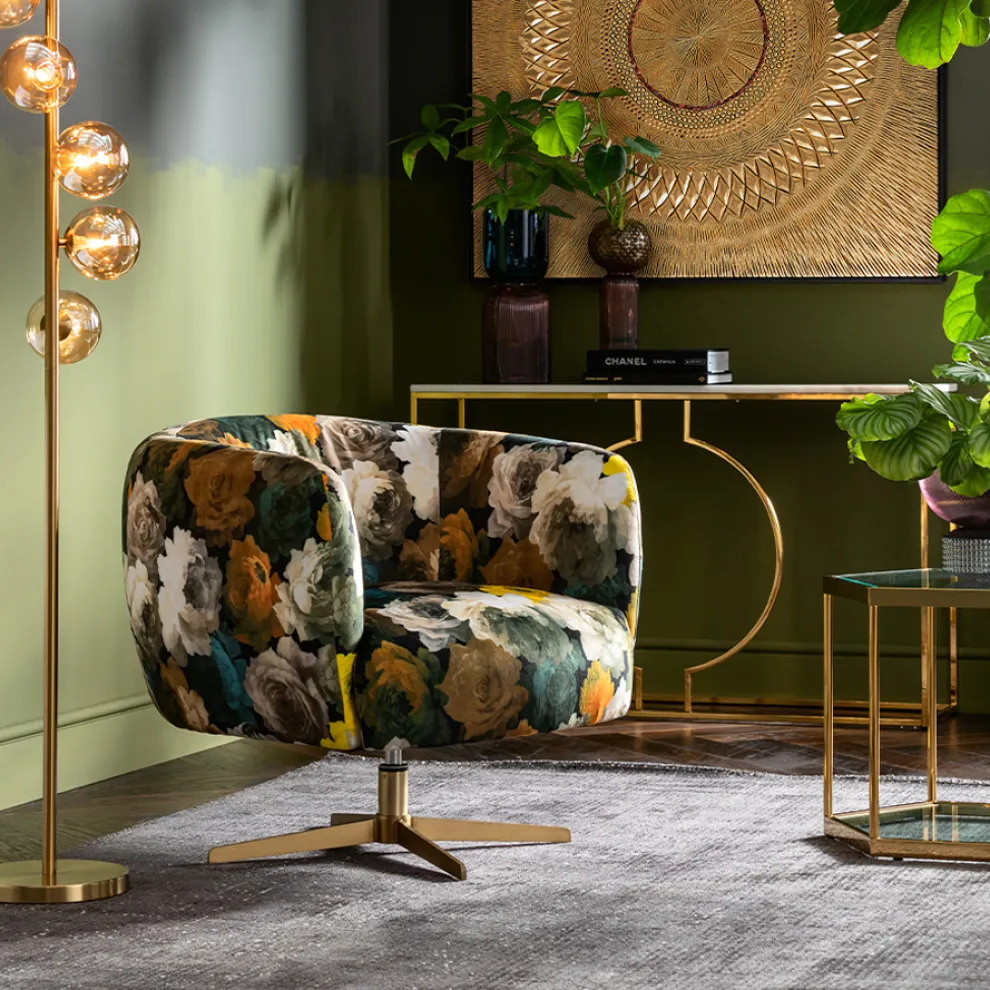 Draaistoel Peony Flower Geel