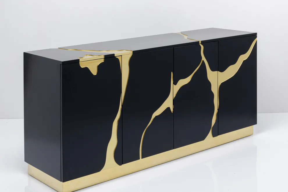 Dressoir Cracked Black Gold 165x80cm