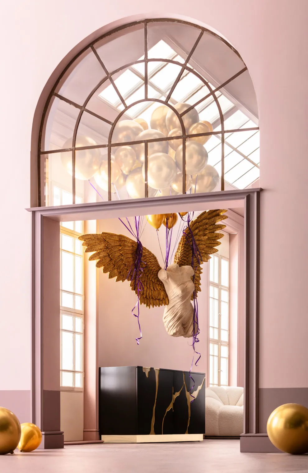 Dressoir Cracked Black Gold 165x80cm