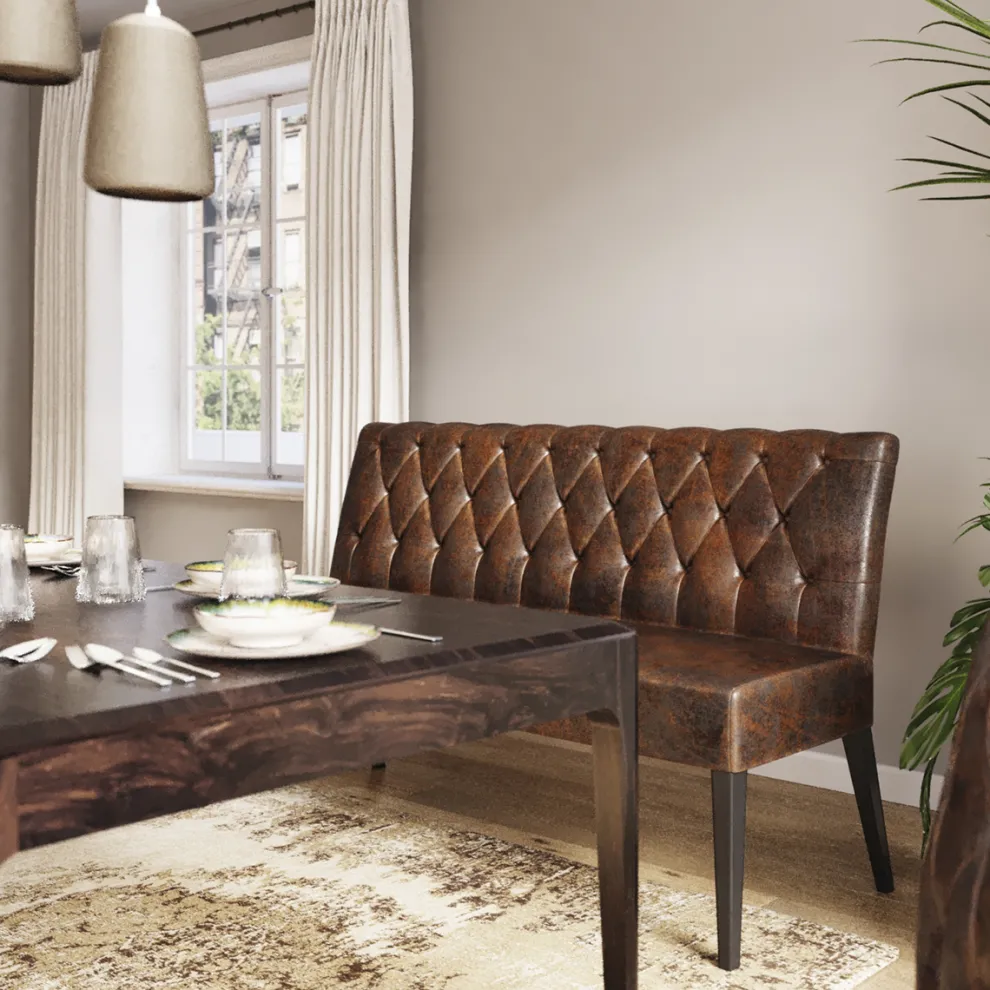 Eetkamerbank Econo Buttons Vintage 162cm