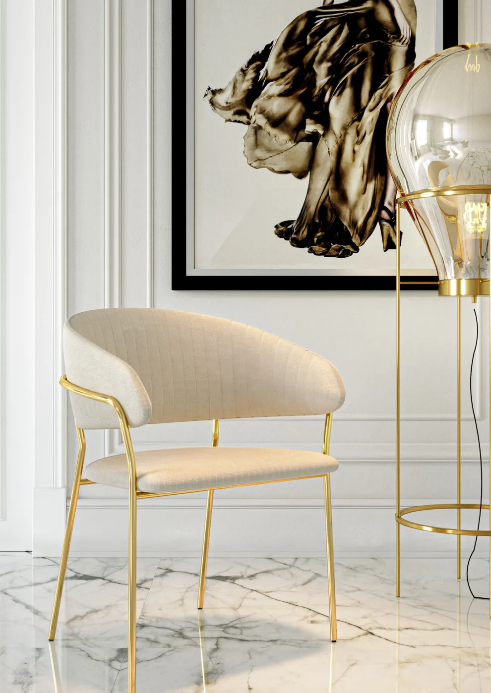 Eetkamerstoel Belle Creme (2-delig)