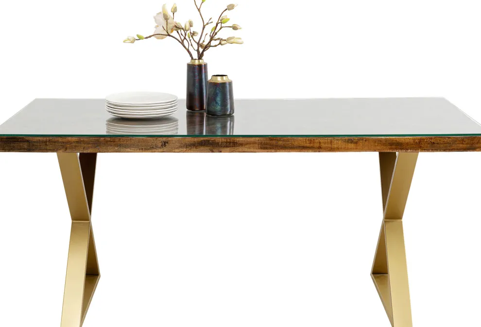 Eettafel Conley Cross Brass 180x90cm
