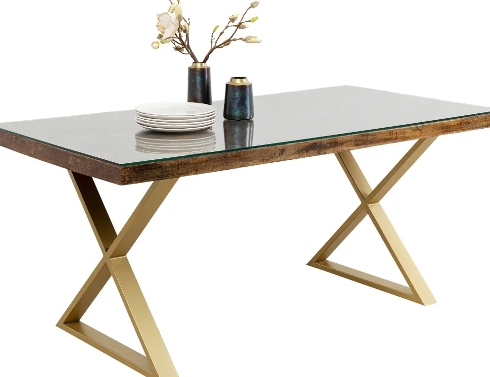 Eettafel Conley Cross Brass 180x90cm