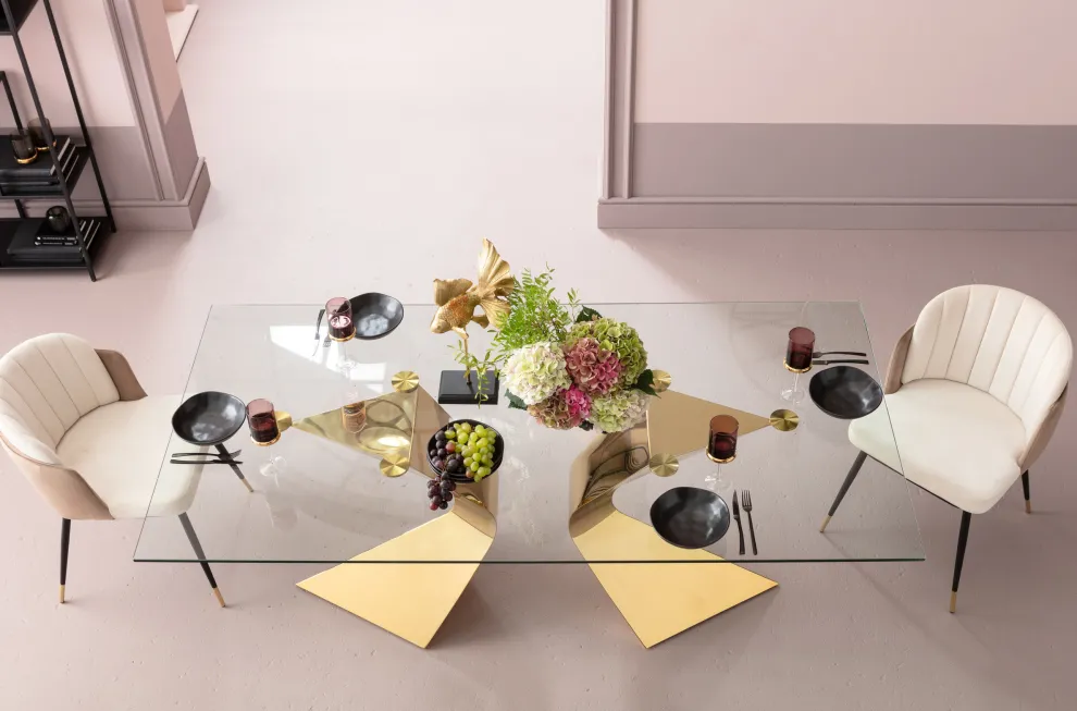 Eettafel Gloria Goud 200x100cm