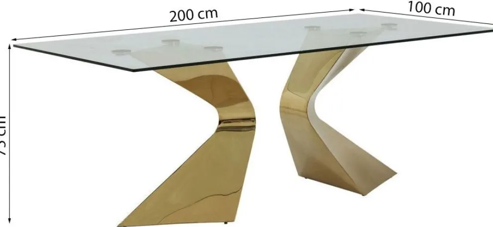 Eettafel Gloria Goud 200x100cm