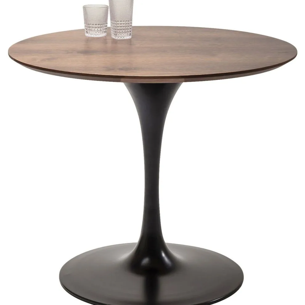 Eettafel Invitation Set Walnoot Zwart Ø90cm