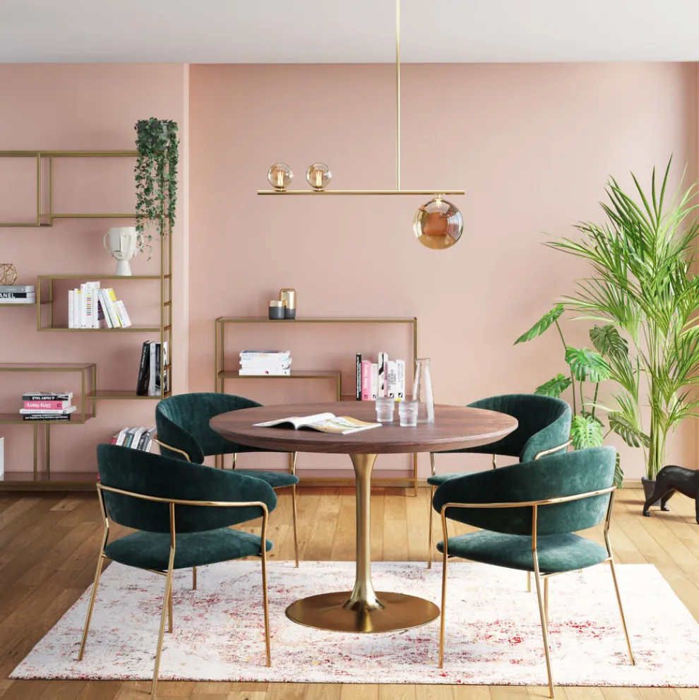 Eettafel Invitation Set Walnoot Messing Ø120cm