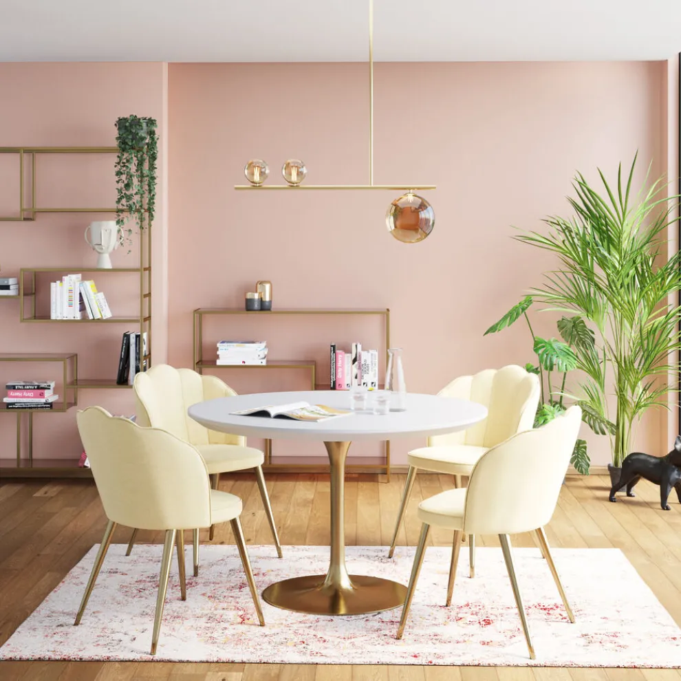 Eettafel Invitation Set Wit Messing Ø90cm