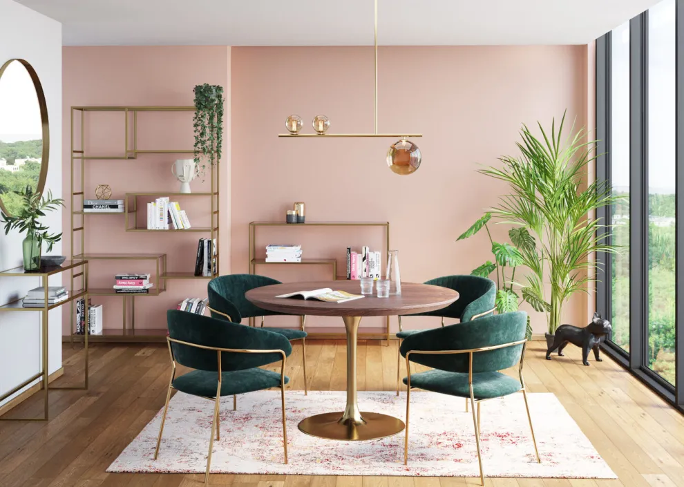 Eettafel Invitation Set Walnoot Messing Ø90cm