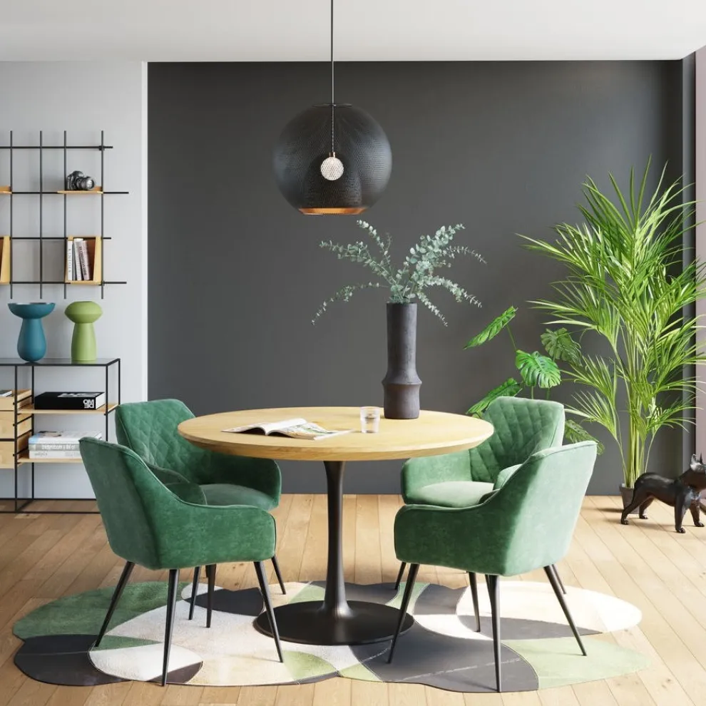 Eettafel Invitation Set Eiken Zwart Ø120cm