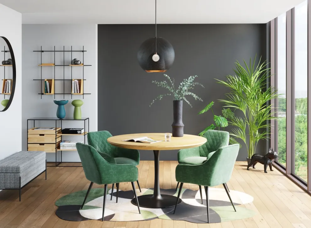 Eettafel Invitation Set Eiken Zwart Ø120cm