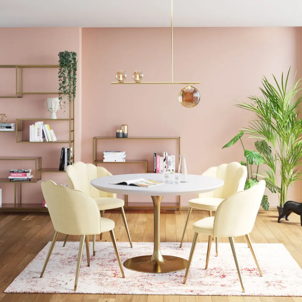 Eettafel Invitation Set Wit Messing Ø120cm