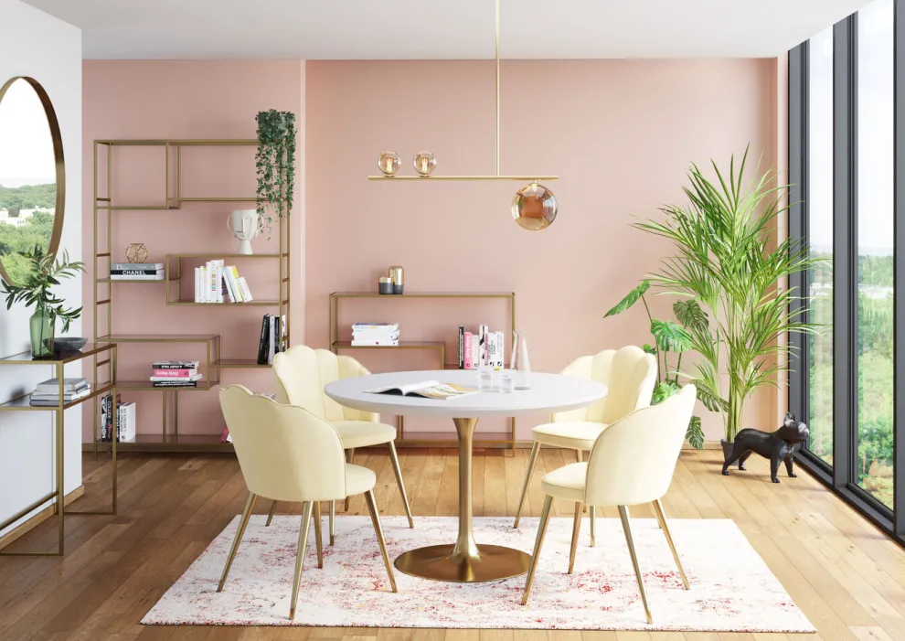 Eettafel Invitation Set Wit Messing Ø120cm