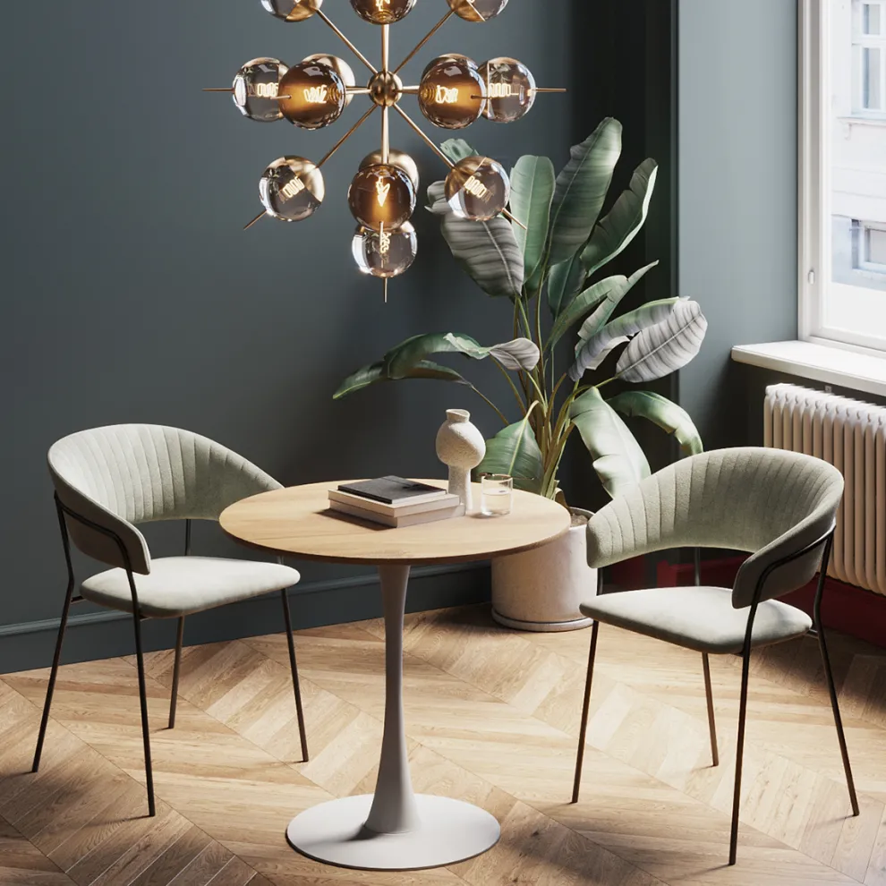 Eettafel Schickeria Oak Print White Ø80cm