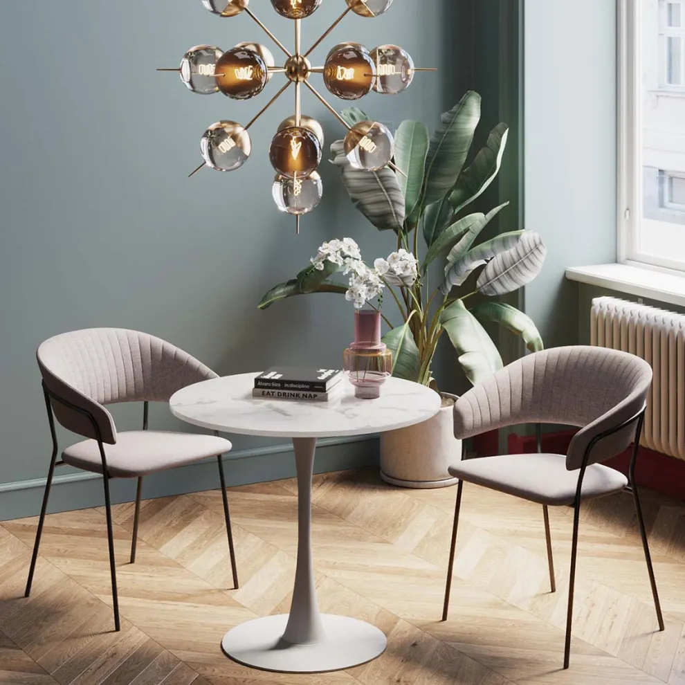 Eettafel Schickeria Marble White Ø80cm