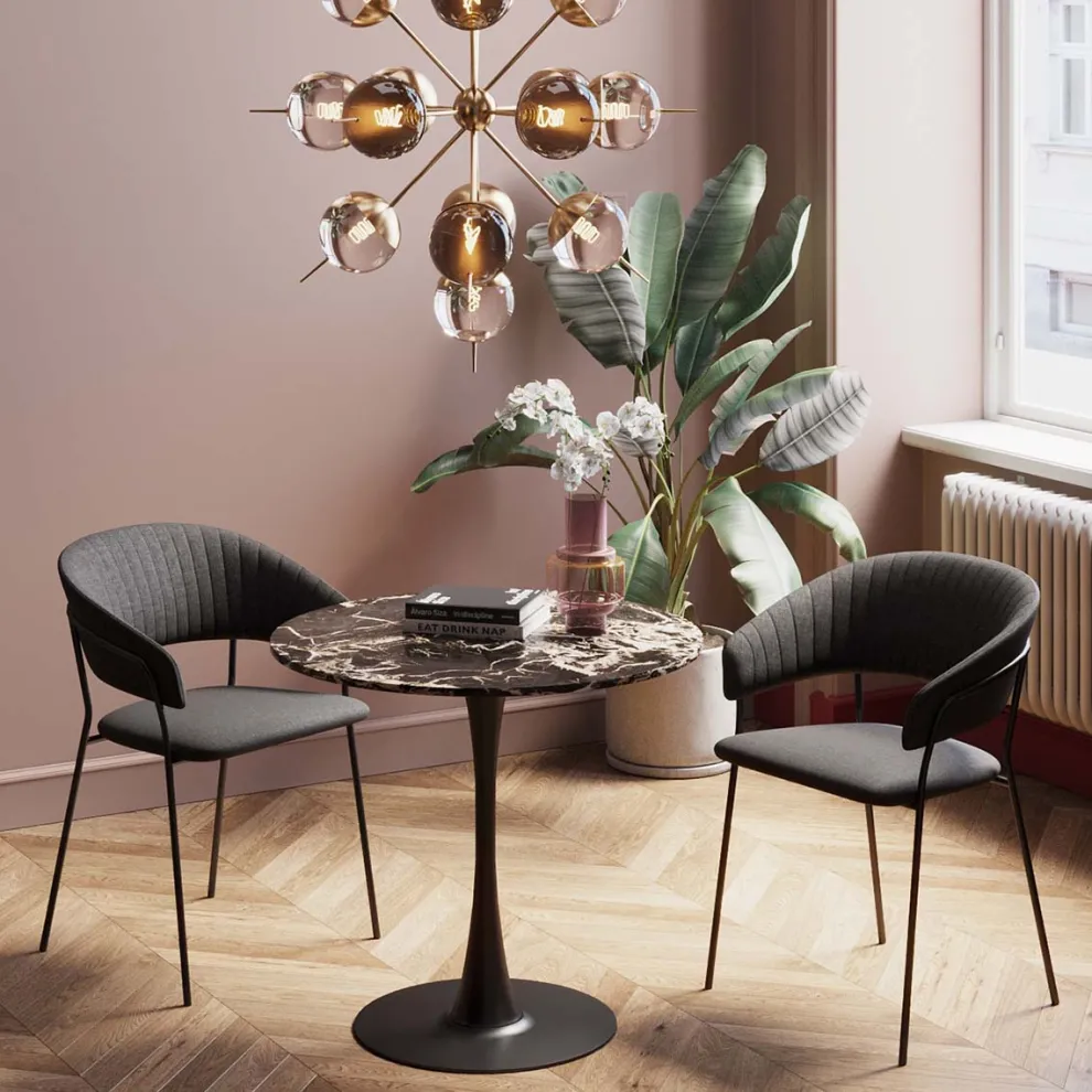 Eettafel Schickeria Marble Black Ø80cm