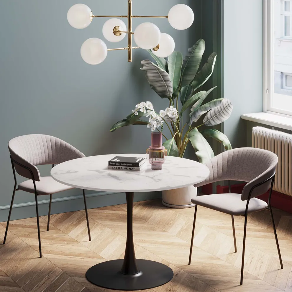 Eettafel Schickeria Marble White Black 110cm