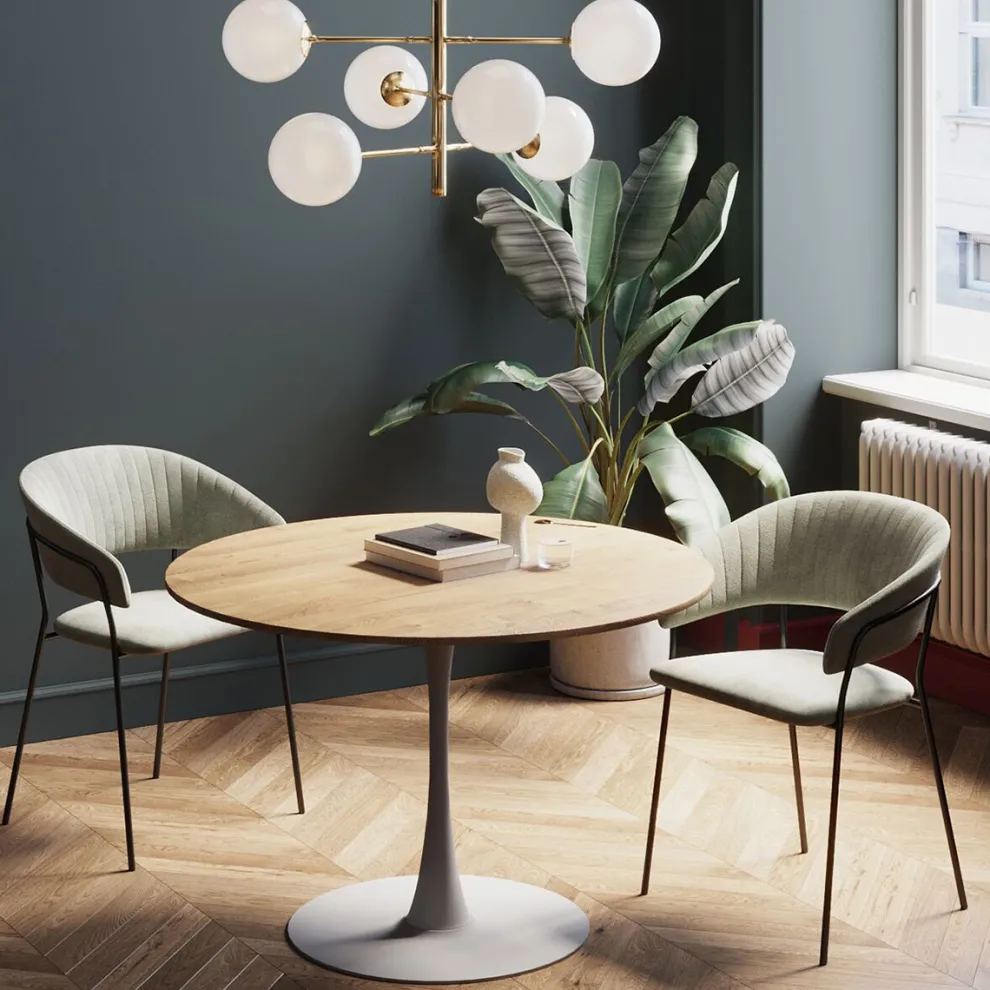 Eettafel Schickeria Oak Print White Ø110cm