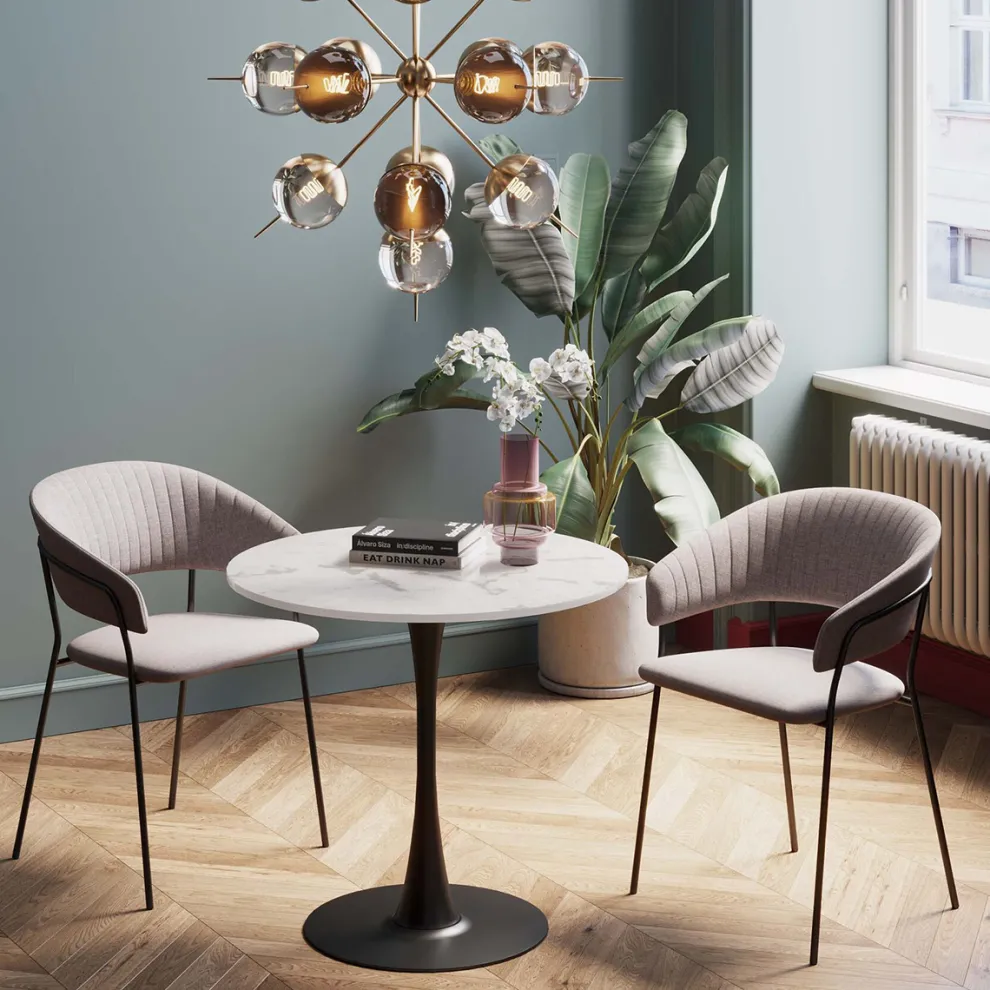 Eettafel Schickeria Marble White Black 80cm