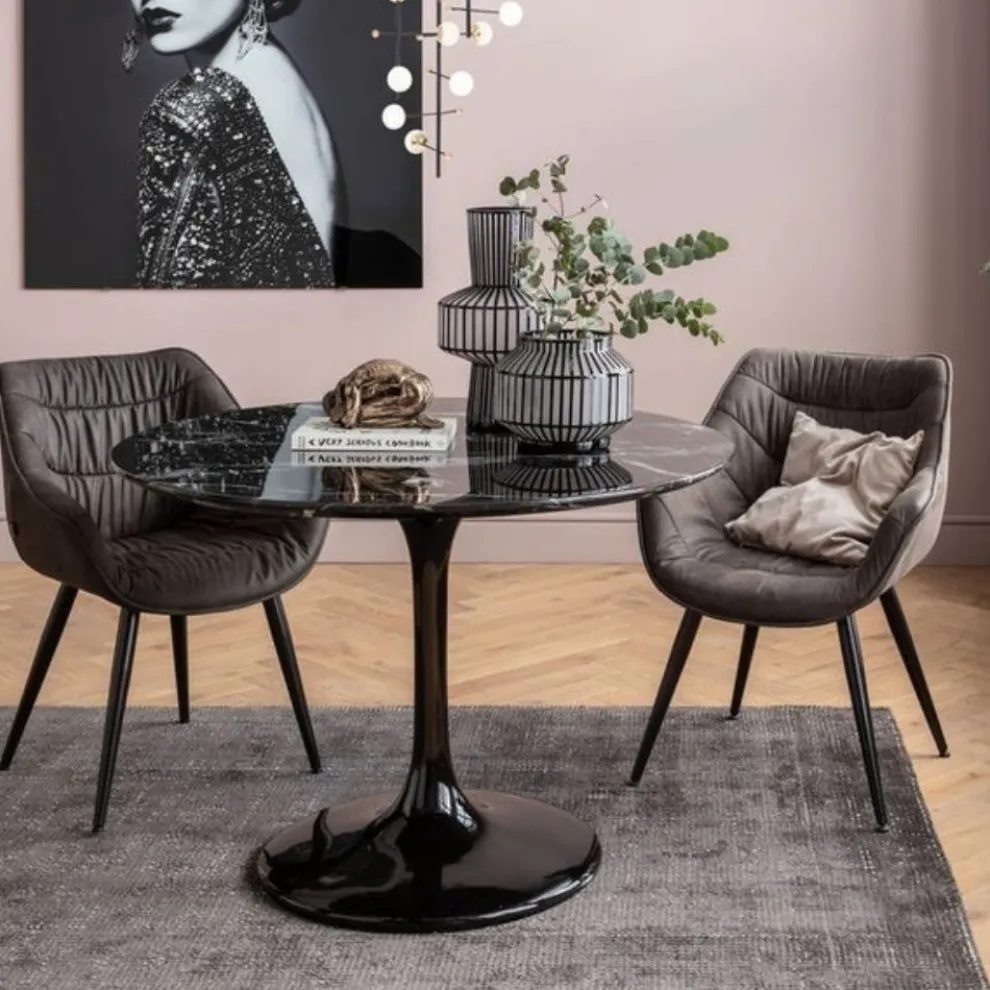 Eettafel Solo Marmer Zwart Ø110cm