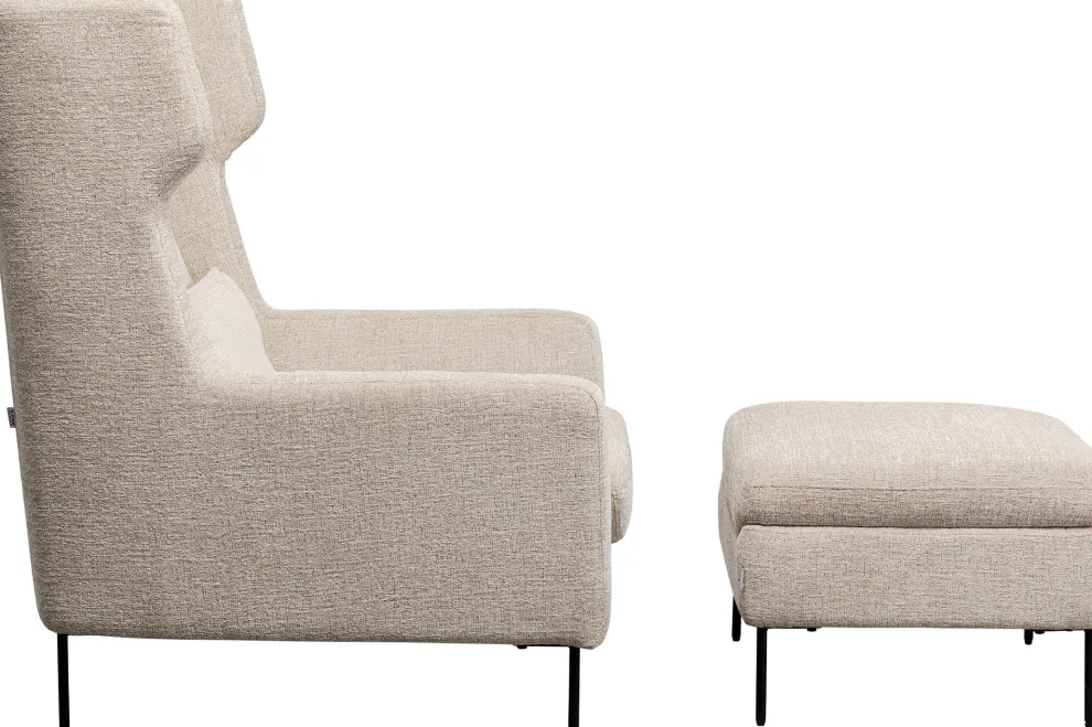 Fauteuil + Hocker Quinn High Beige