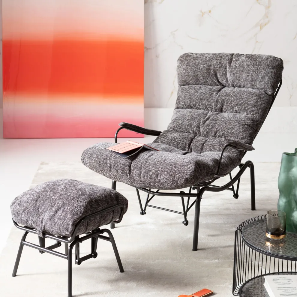 Fauteuil + Hocker Vienna Swing Grey