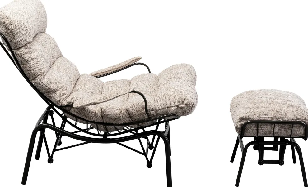 Fauteuil + Hocker Vienna Swing Beige