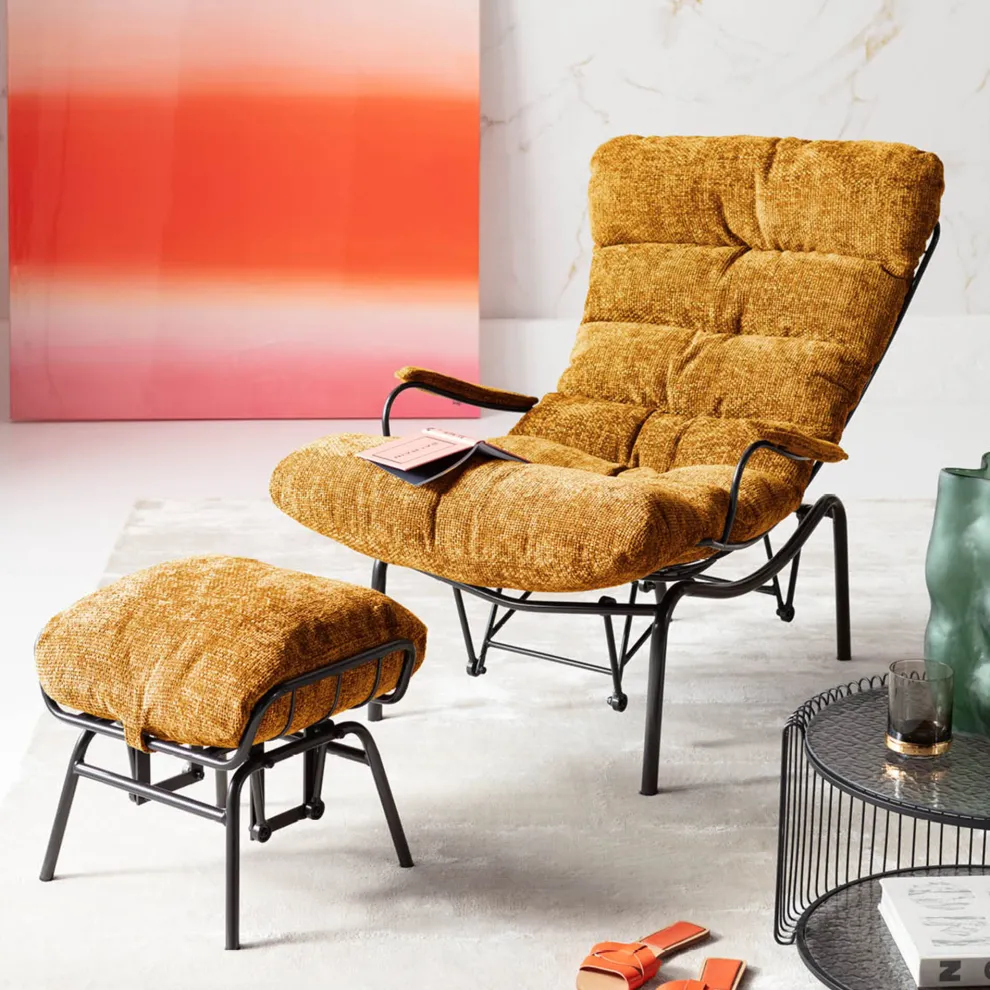Fauteuil + Hocker Vienna Swing Yellow