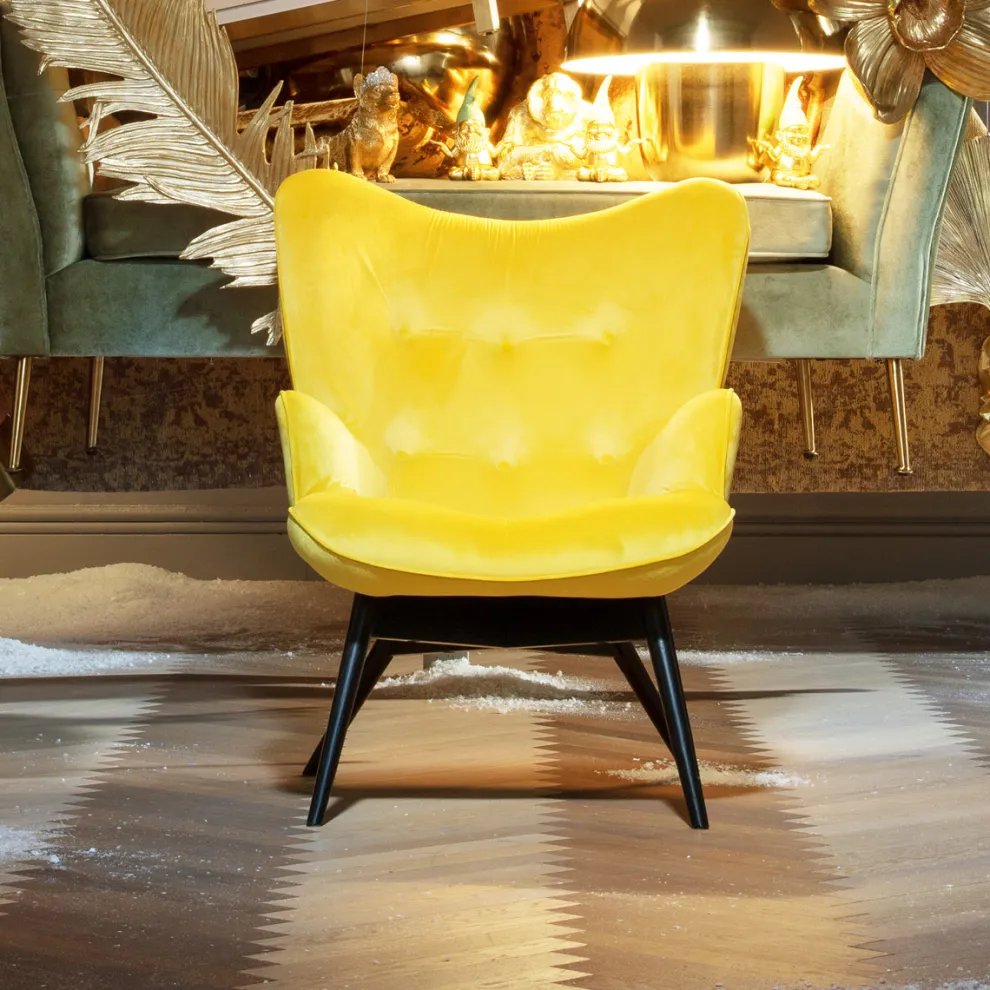 Fauteuil Black Vicky Fluweel Geel