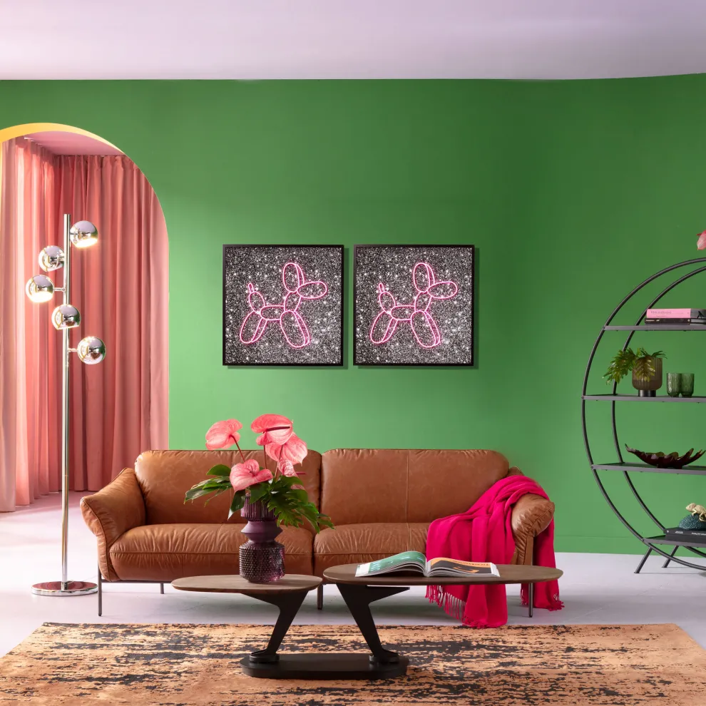 Glas Schilderij Balloon Dog LED 80x80cm