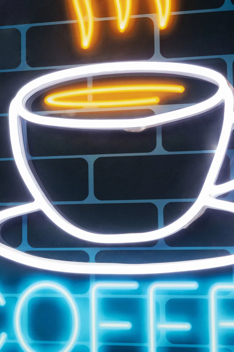 Glas Schilderij Coffee LED 80x80cm