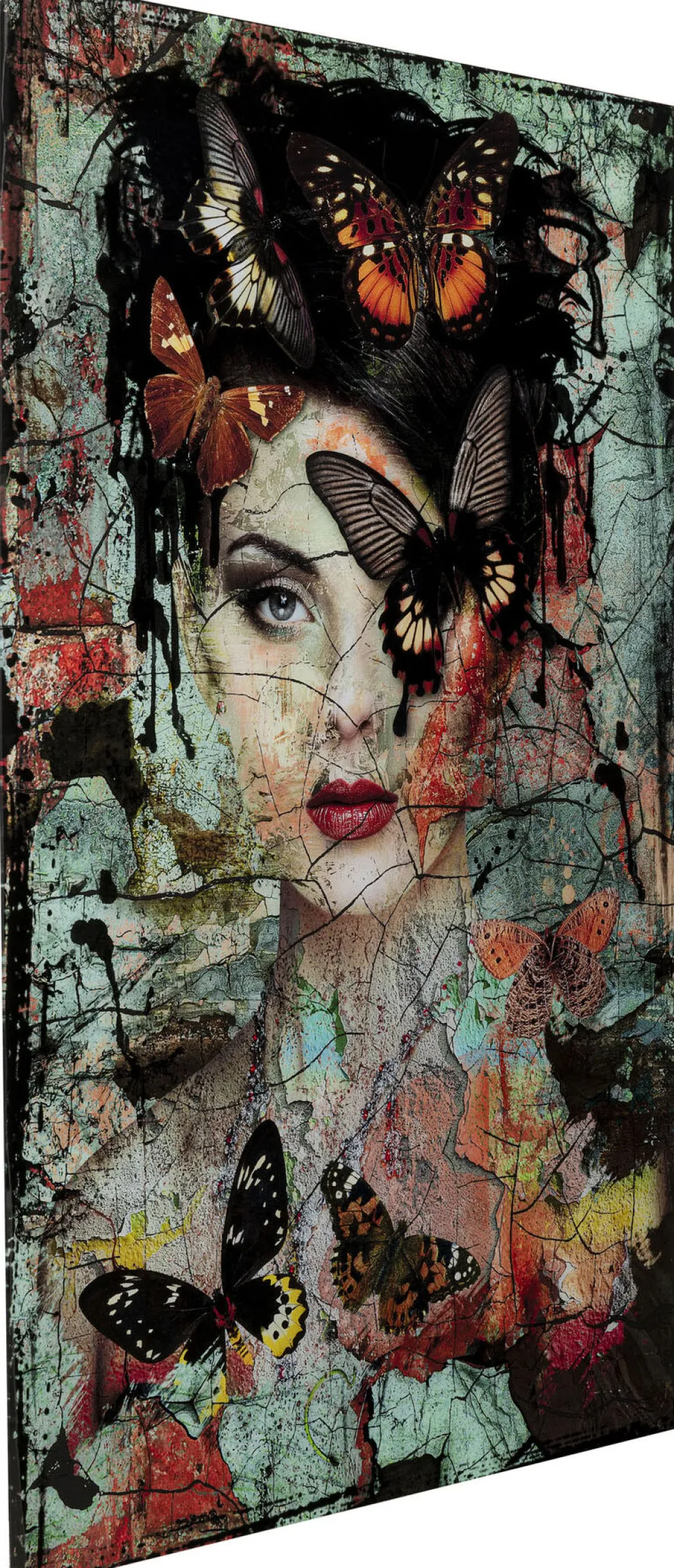 Glas Schilderij Lady Butterfly 100x150cm