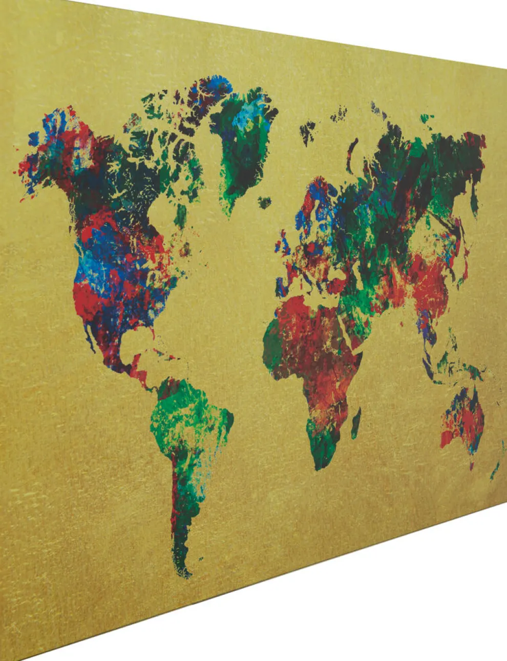 Glas Schilderij Metallic Colourful Map 150x100cm