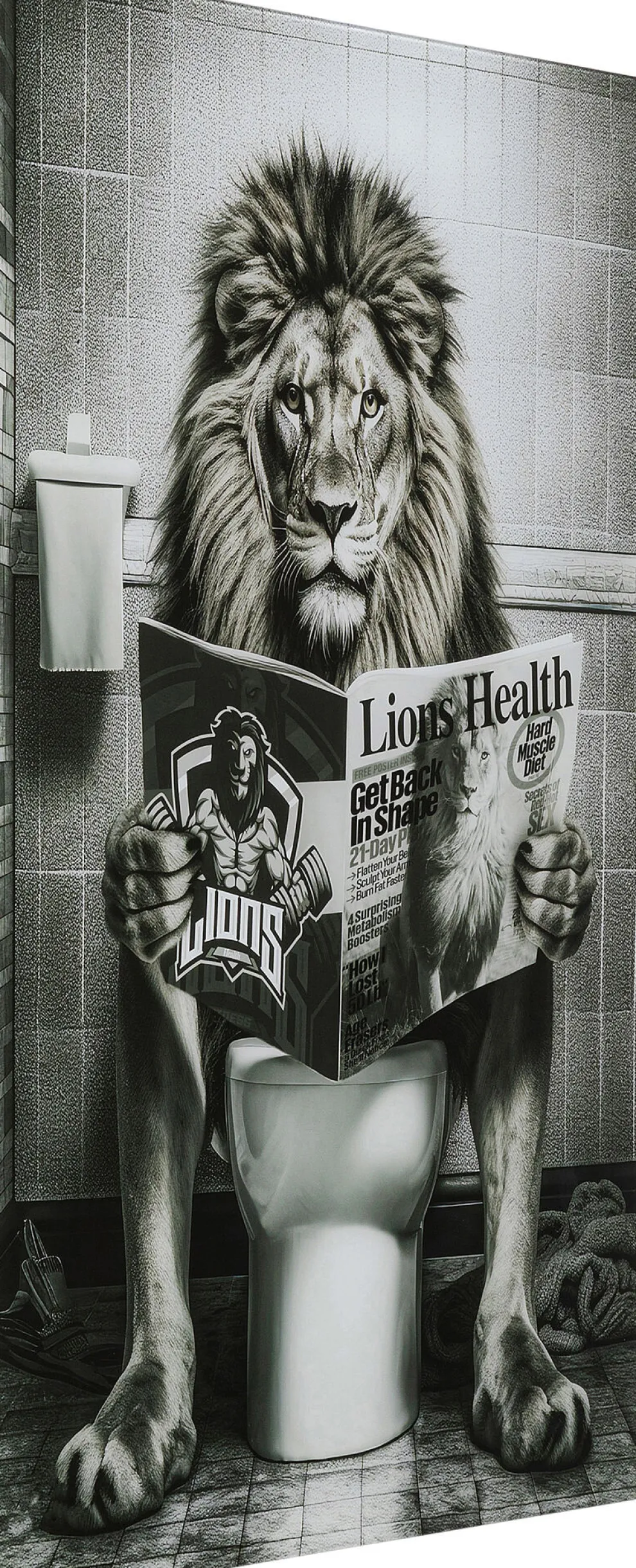 Glasschilderij Bath Lion 60x80cm