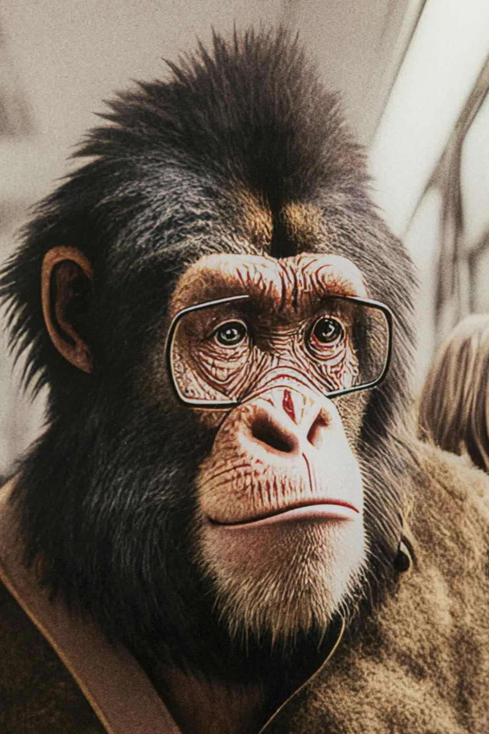 Glasschilderij Commuter Monkey 60x60cm