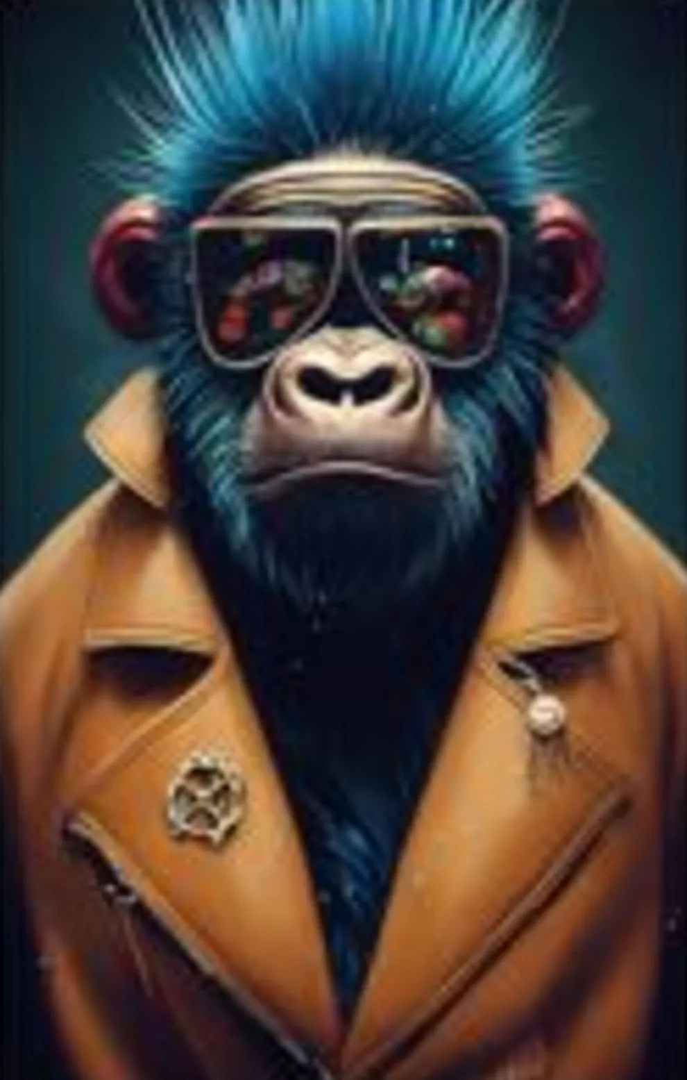 Glasschilderij Fashion Gorilla 60x80cm