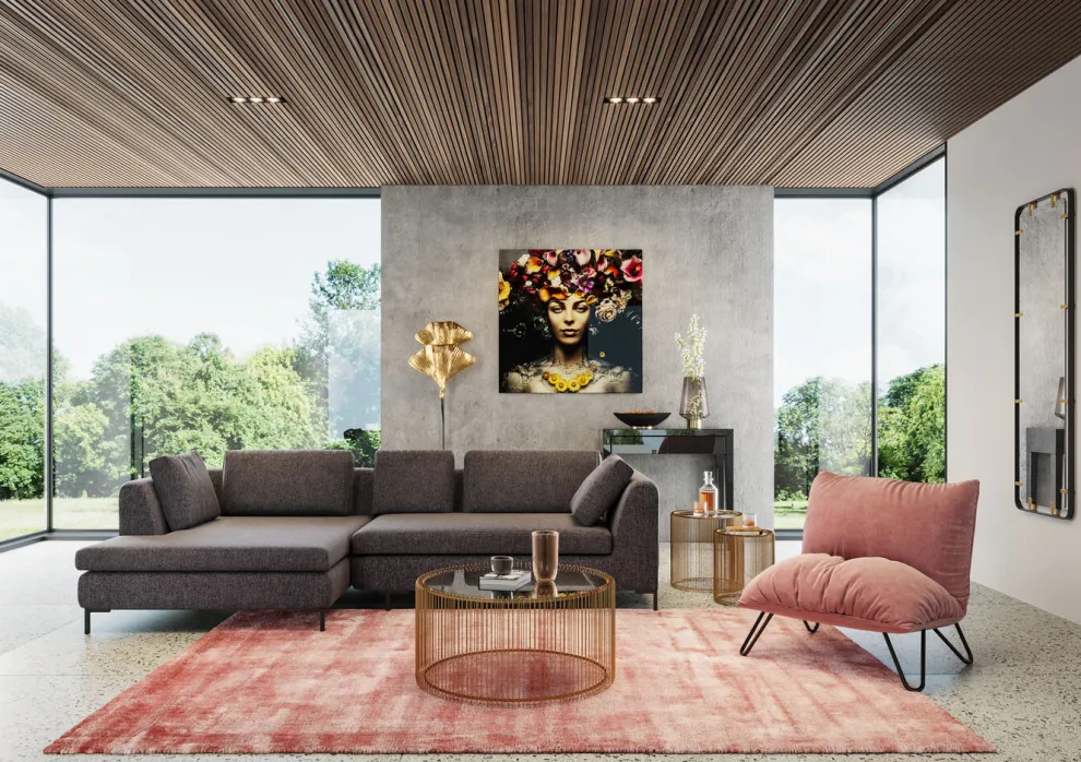 Glasschilderij Flower Art Lady 80x80cm