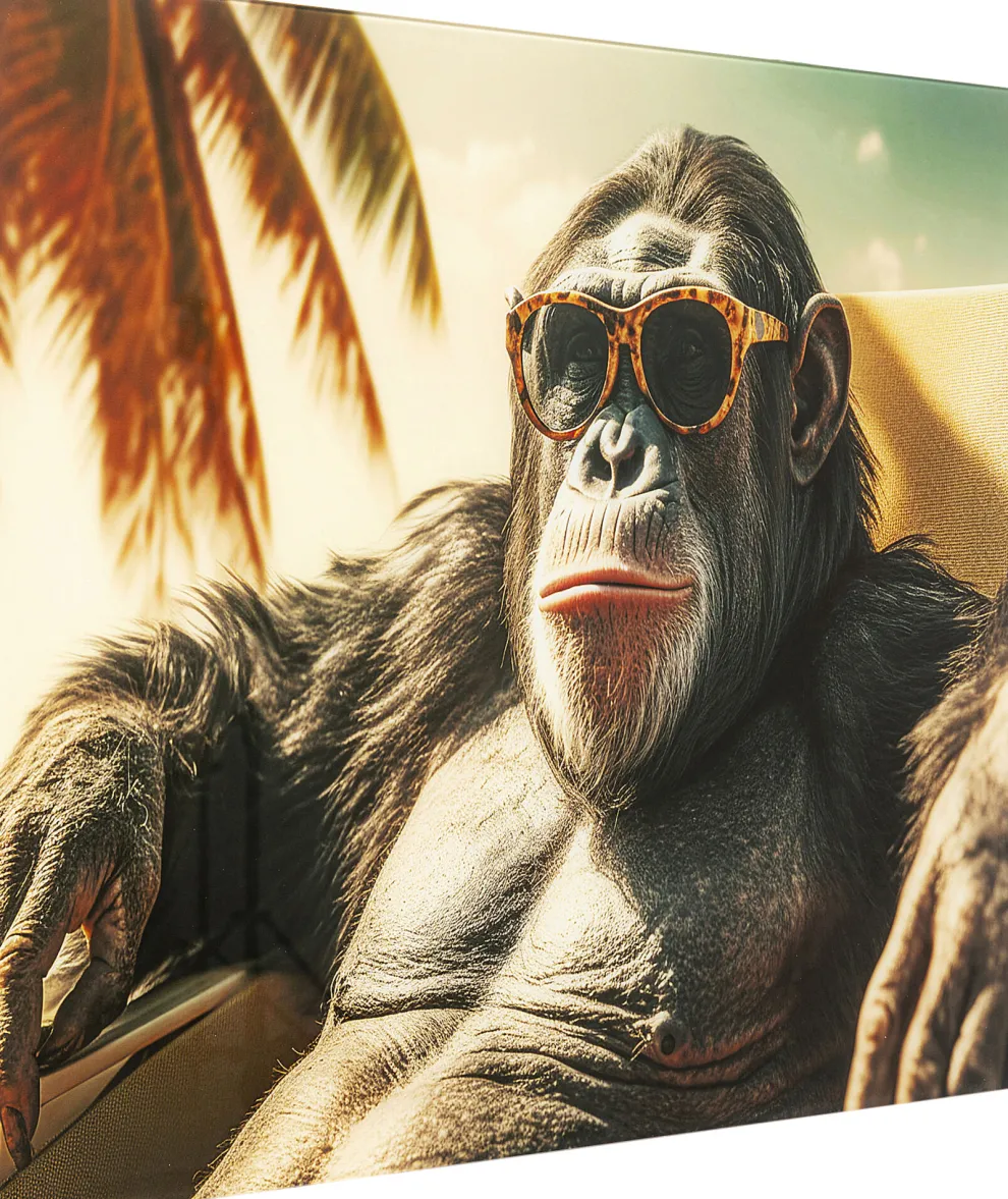 Glasschilderij Holiday Monkey 80x60cm