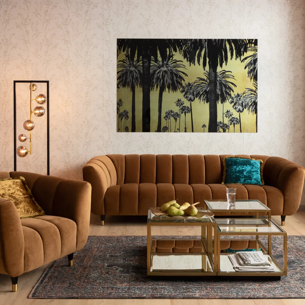 Glasschilderij Metallic Palms 180x120cm