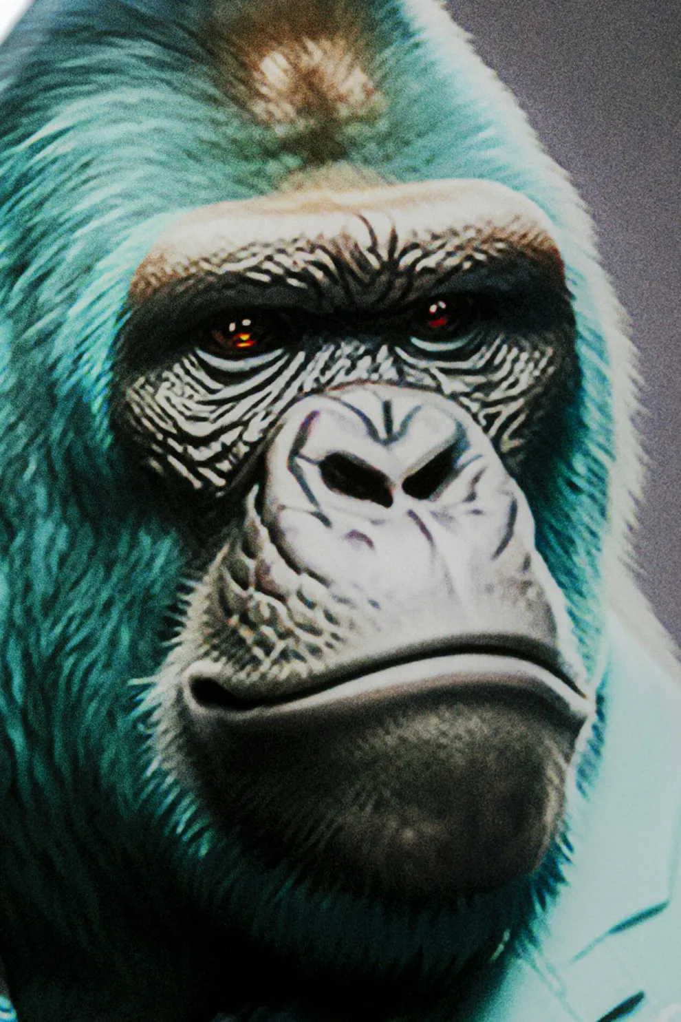 Glasschilderij Mister Gorialla Blue 60x90cm